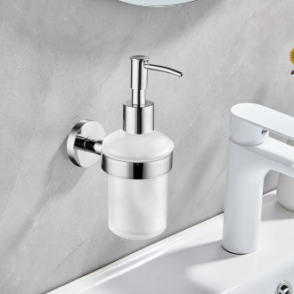 CERANO - Nástěnný dávkovač mýdla Lineo - chrom, mléčné sklo