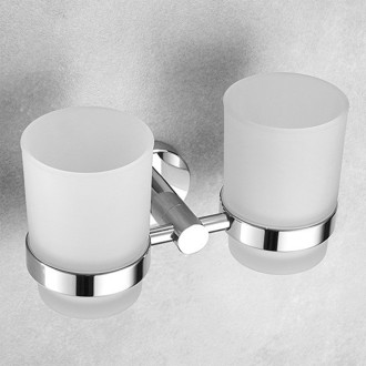 CERANO - Nástěnný držák na dvojici sklenic Lineo - chrom, mléčné sklo