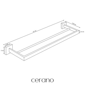 CERANO - Nástěnný držák na ručníky Alto - černá matná - 61 cm