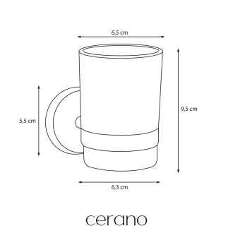 CERANO - Nástěnný držák se skleničkou Lineo - černá matná, transparentní sklo