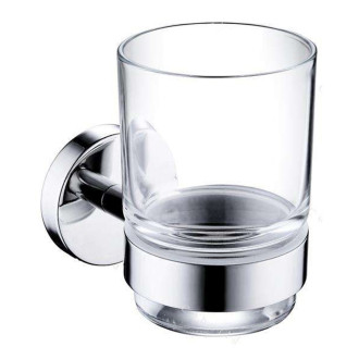 CERANO - Nástěnný držák se skleničkou Lineo - chrom, transparentní sklo