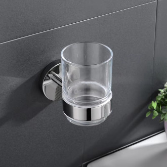 CERANO - Nástěnný držák se skleničkou Lineo - chrom, transparentní sklo