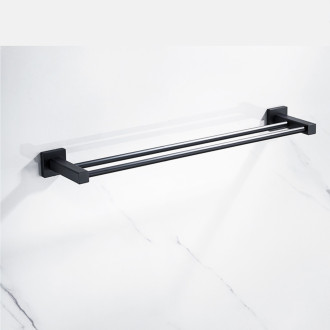 CERANO - Nástěnný dvojitý držák na ručníky Polo - černá matná - 60 cm