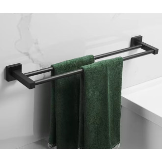 CERANO - Nástěnný dvojitý držák na ručníky Polo - černá matná - 60 cm