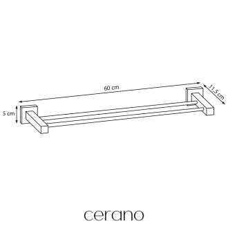 CERANO - Nástěnný dvojitý držák na ručníky Polo - černá matná - 60 cm