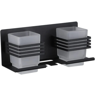 CERANO - Nástěnný/Samolepící držák na zubní kartáčky a kelímky Lero - černá