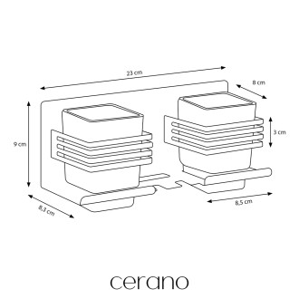 CERANO - Nástěnný/Samolepící držák na zubní kartáčky a kelímky Lero - chrom