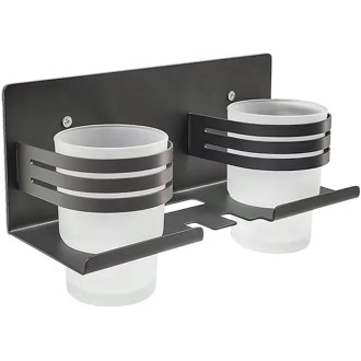 CERANO - Nástěnný/Samolepící držák na zubní kartáčky a sklenice Balto - černá matná