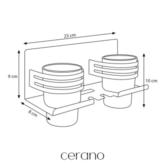 CERANO - Nástěnný/Samolepící držák na zubní kartáčky a sklenice Balto - černá matná