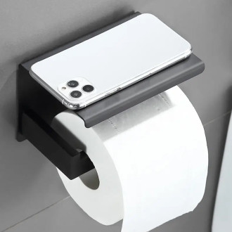 CERANO - Nástěnný/Samolepící držák toaletního papíru Lero - černá matná