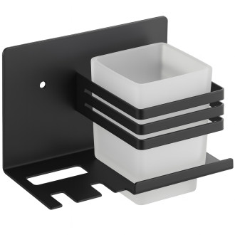 CERANO - Nástěnný/Samolepící organizér na kelímek a drobnosti Lero - černá matná