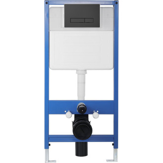 CERANO - Podomítkový WC set, modul, WC tlačítko Slim, podložka, černé matné - předstěnová instalace/sádrokarton