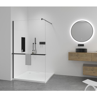 CERANO - Polička/držák na ručníky pro sprchovou zástěnu - 8-10 mm - 30 až 160 cm - černá matná