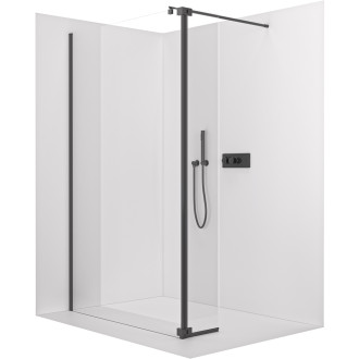 CERANO - Přídavný otočný panel ke sprchové zástěně Onyx - 8 mm - černá matná, transparentní sklo - 30x200 cm