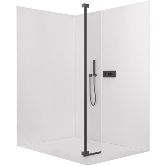 CERANO - Přídavný otočný panel ke sprchové zástěně Onyx - 8 mm - černá matná, transparentní sklo - 40x200 cm