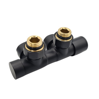 CERANO - Připojovací sada radiátorového ventilu bez termostatické hlavice - středové připojení 50mm - černá matná