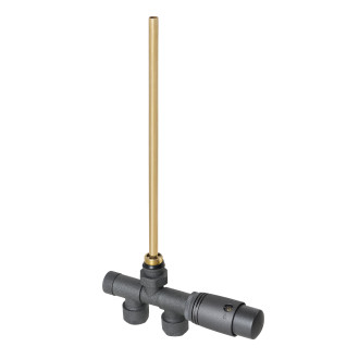 CERANO - Připojovací sada radiátorového ventilu s termostatickou hlavicí - jednobodová - otočné přímé/90° připojení, L/P - šedá matná