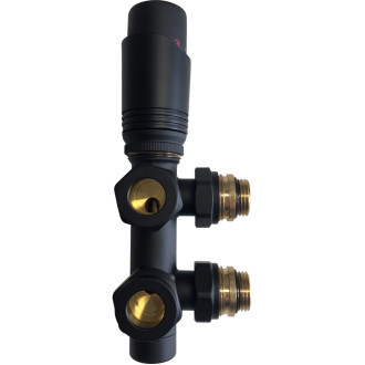 CERANO - Připojovací sada radiátorového ventilu s termostatickou hlavicí - středové připojení 50mm - černá matná