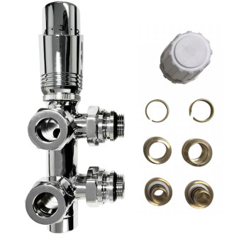 CERANO - Připojovací sada radiátorového ventilu s termostatickou hlavicí - středové připojení 50mm - chrom