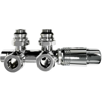CERANO - Připojovací sada radiátorového ventilu s termostatickou hlavicí - středové připojení 50mm - chrom
