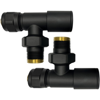 CERANO - Připojovací sada radiátorových ventilů - rohová - černá matná