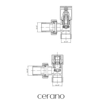 CERANO - Připojovací sada radiátorových ventilů - rohová - chrom - 1/2