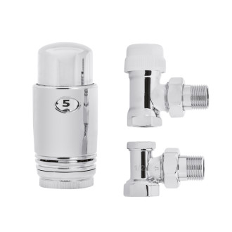 CERANO - Připojovací sada radiátorových ventilů s termostatickou hlavicí - rohová - chrom - 1/2"