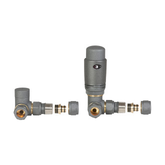 CERANO Připojovací sada ventilů na otopná tělesa termostatická šedá matná CER-S1542