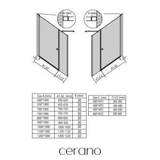 CERANO - Rozšiřovací profil pro sprchové dveře Antelo L/P - černá - 30 mm