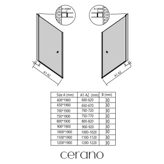 CERANO - Rozšiřovací profil pro sprchové dveře Antelo L/P - chrom - 30 mm