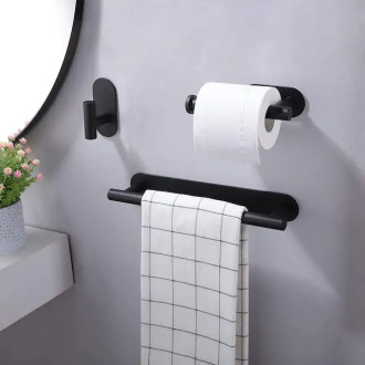 CERANO - Samolepící držák na ručníky Reno - černá matná - 39,8 cm