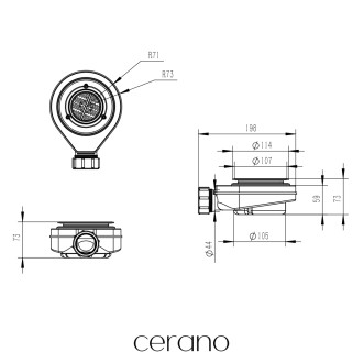 CERANO - Sifon sprchové vaničky 90mm - krátký - DN40 - příruba nerez