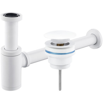 CERANO - Sifon umyvadlový - mosaz - DN32 mm - s výpustí click-clack - bez přepadu - bílá