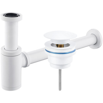 CERANO - Sifon umyvadlový - mosaz - DN32 mm - s výpustí click-clack - bez přepadu - bílá