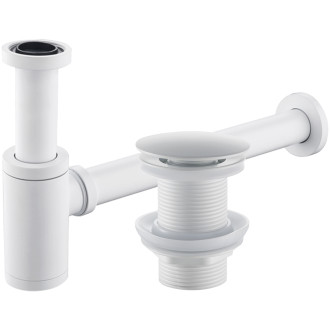 CERANO - Sifon umyvadlový - mosaz - DN32 mm - s výpustí click-clack, bez přepadu - bílá matná