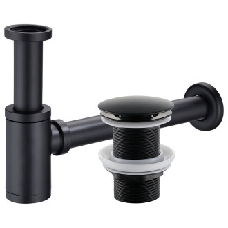 CERANO - Sifon umyvadlový - mosaz - DN32 mm - s výpustí click-clack, bez přepadu - černá matná