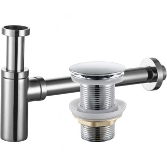 CERANO - Sifon umyvadlový - mosaz - DN32 mm - s výpustí click-clack, bez přepadu - chrom
