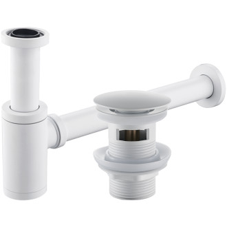 CERANO - Sifon umyvadlový - mosaz - DN32 mm s výpustí click-clack s přepadem - bílá