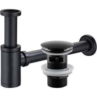 CERANO - Sifon umyvadlový - mosaz - DN32 mm s výpustí click-clack s přepadem - černá