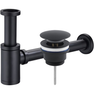 CERANO - Sifon umyvadlový - mosaz - DN32 mm s výpustí click-clack s přepadem - černá