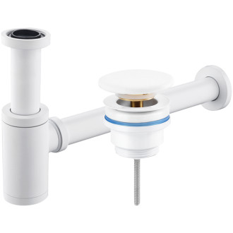 CERANO - Sifon umyvadlový - mosaz - DN32 mm s výpustí click-clack s přepadem - keramická zátka - bílá