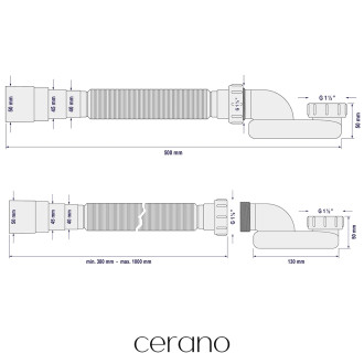 CERANO - Sifon vanové výpusti 6/4" - flexi - DN40/50