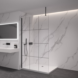 CERANO - Sklo ke sprchovým zástěnám Industro L/P - 8 mm -  černý rám/transparentní sklo - 90x200 cm