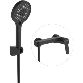 CERANO - Sprchová nástěnná baterie Velea s příslušenstvím - černá matná