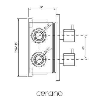 CERANO - Sprchová podomítková souprava Gina - termostatická - box - chrom