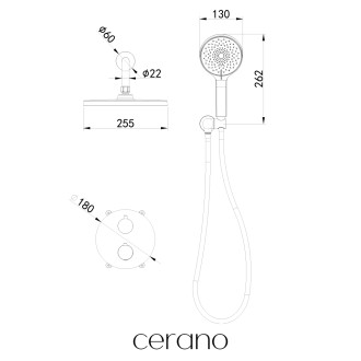 CERANO - Sprchová podomítková souprava Tiziana - termostatická - box - černá matná