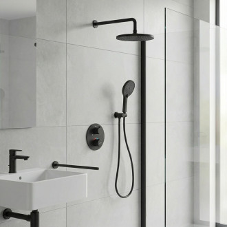 CERANO - Sprchová podomítková souprava Tiziana - termostatická - box - černá matná
