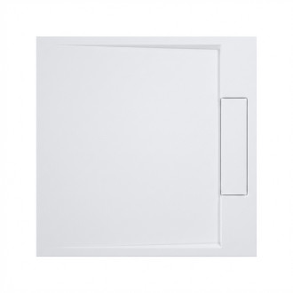 CERANO - Sprchová vanička čtvercová Loro - litý mramor - bílá matná - 100x100x3,5 cm