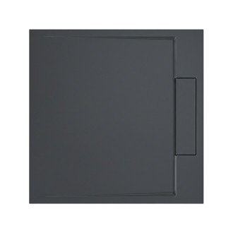 CERANO - Sprchová vanička čtvercová Loro - litý mramor - tmavě šedá - 90x90x3,5 cm