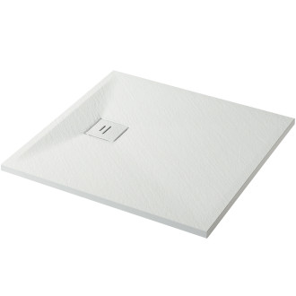 CERANO - Sprchová vanička čtvercová Pablo - SMC/minerální kompozit - strukturovaná bílá matná - 90x90x3 cm